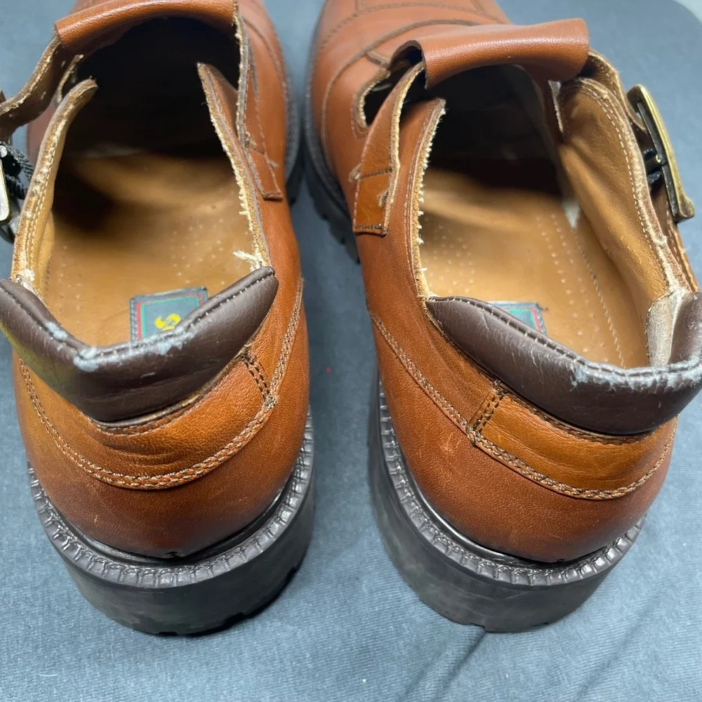 Urban Trends Men Loafers Brown Italian Leather 11 Chunky Lug Sole Vintage 90s